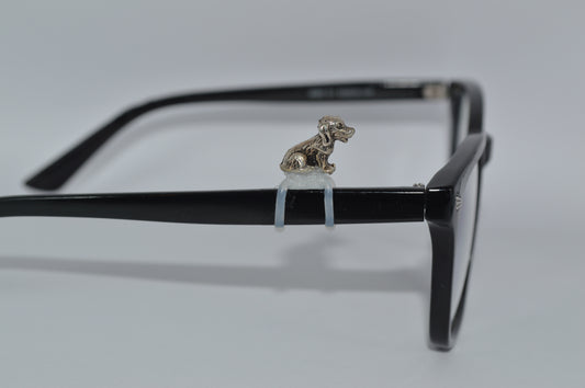 Silver Pup Sitting Eyedeco Charm                              A41